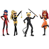 Huitich miraculous ladybug and friends figures set featuring detailed action figures of Ladybug, Queen Bee, Cat Noir, and Rena Rouge